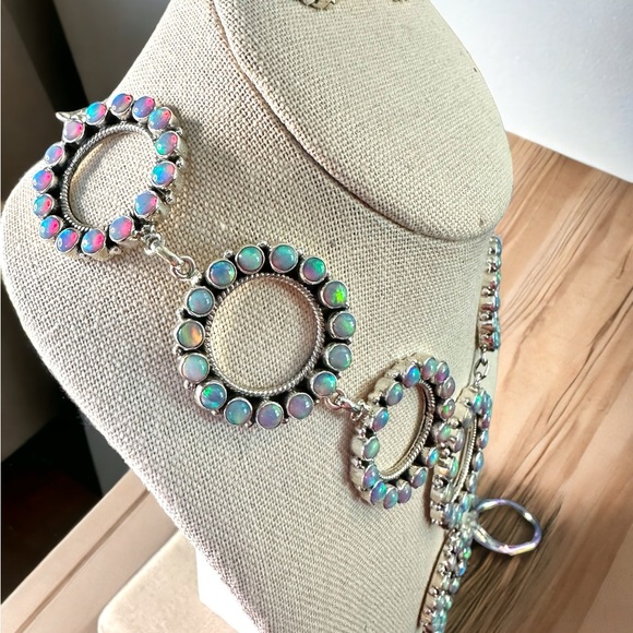 Sterling Silver Ethiopian Opal Conch Necklace & Earrings Set - Picture 3 of 17